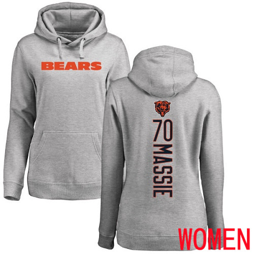 Chicago Bears Ash Women Bobby Massie Backer NFL Football #70 Pullover Hoodie Sweatshirts